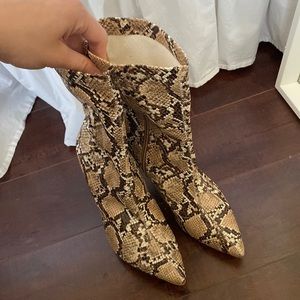 Snakeskin heeled boots
